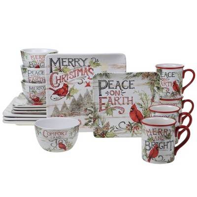 16pc Earthenware Evergreen Christmas Dinnerware Set - Certified International