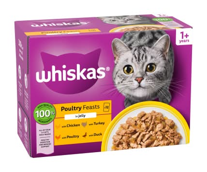 Whiskas Poultry Feasts, Cat Food Pouches (12 x 85g)