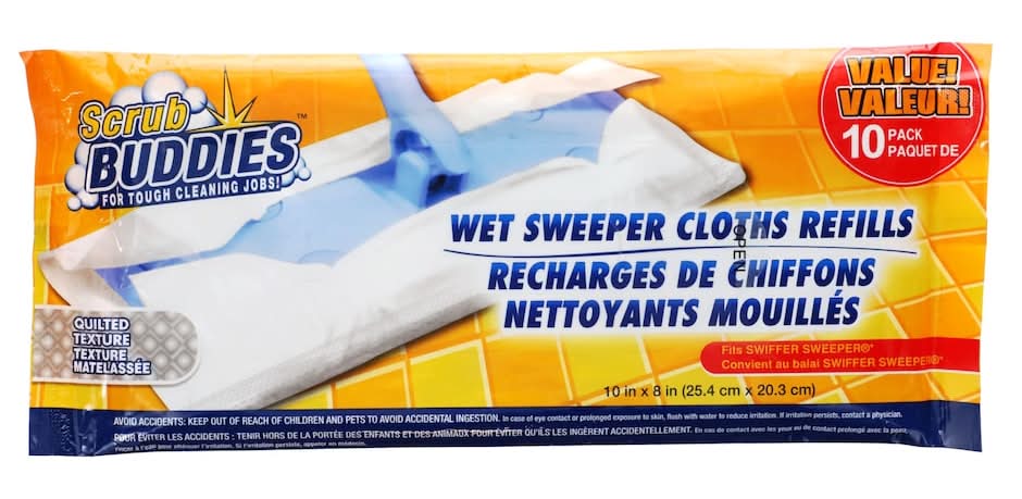Scrub Buddies Wet Sweeper Cloths Refills, 10x8 in (10 ct)