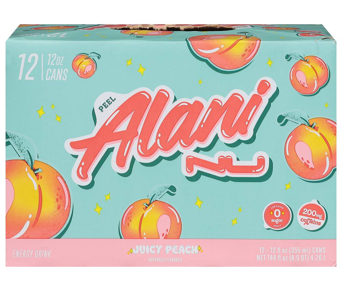 Alani Nu Energy Drink, Juicy Peach (12 x 12 fl oz)