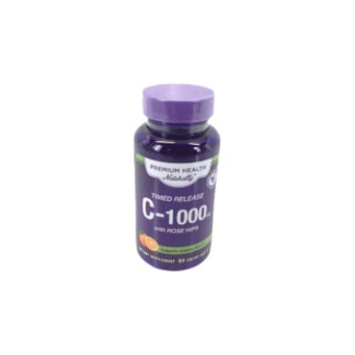 Premium Health Naturally C-1000 mg & Rose Hips Supplement (50 caplets)