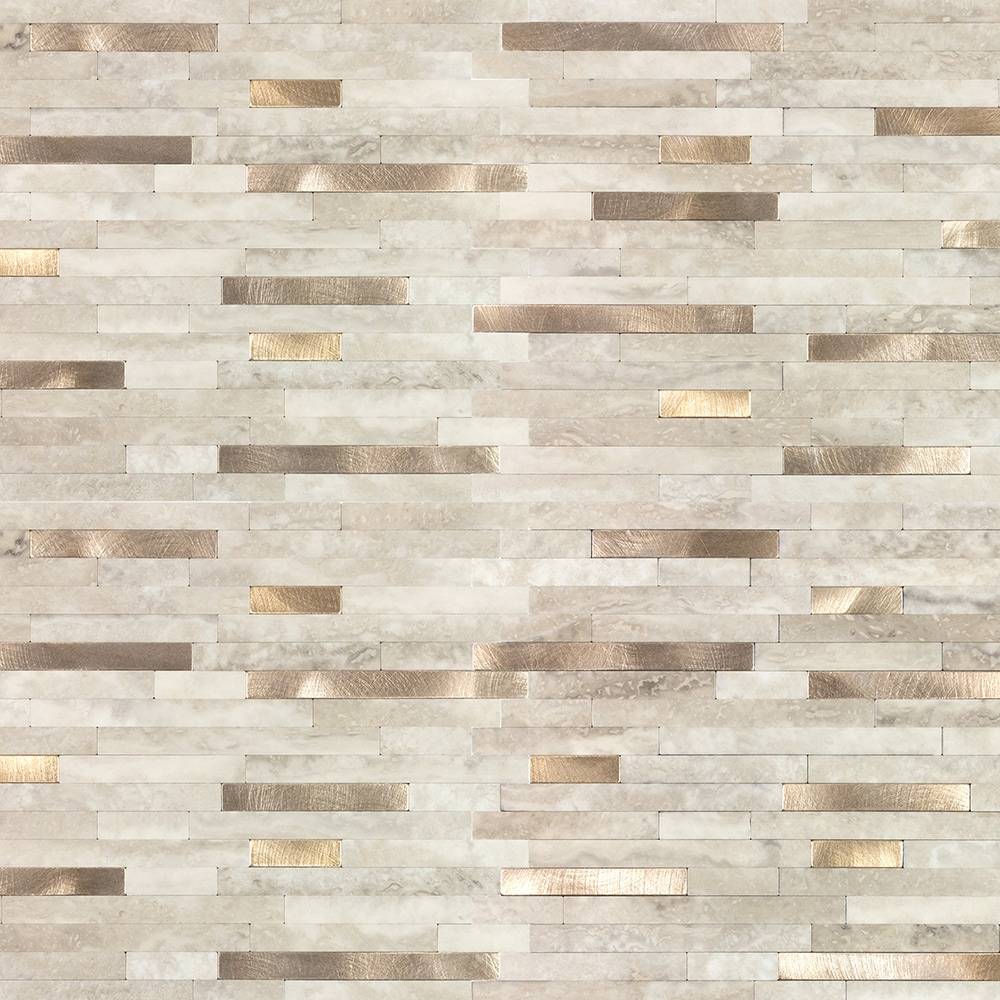 Peel&Stick Mosaics Golden Oasis 11-in x 13-in Matte PVC Stone Look Mosaic Wall Tile (0.827-sq. ft/ Piece) | LWPS191023