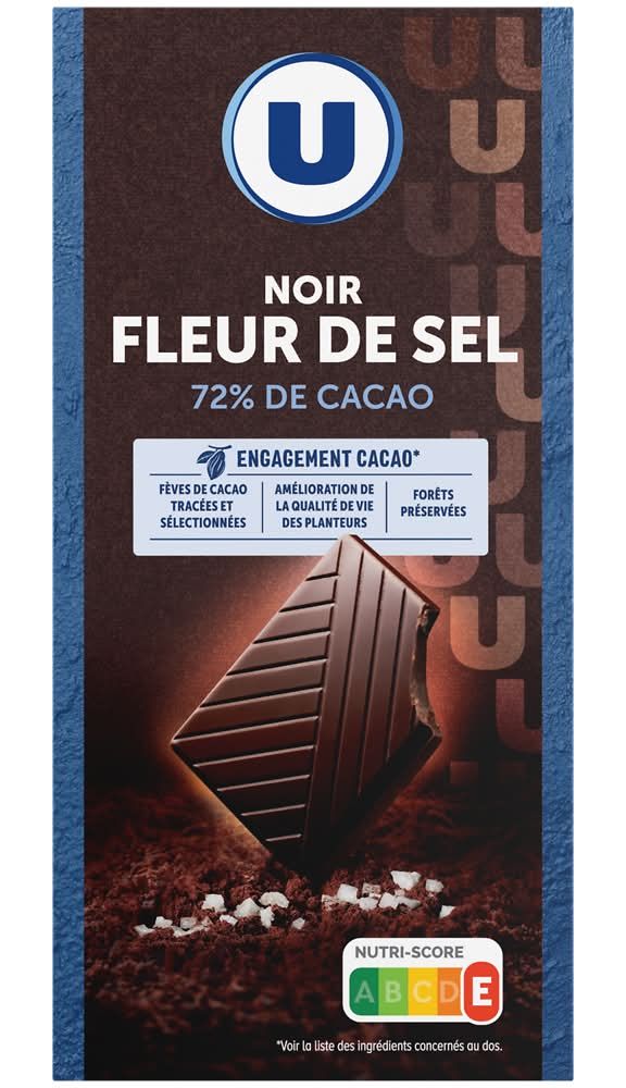 Les Produits U - Chocolat noir dégustation 60% de cacao et fleur de sel (100g)