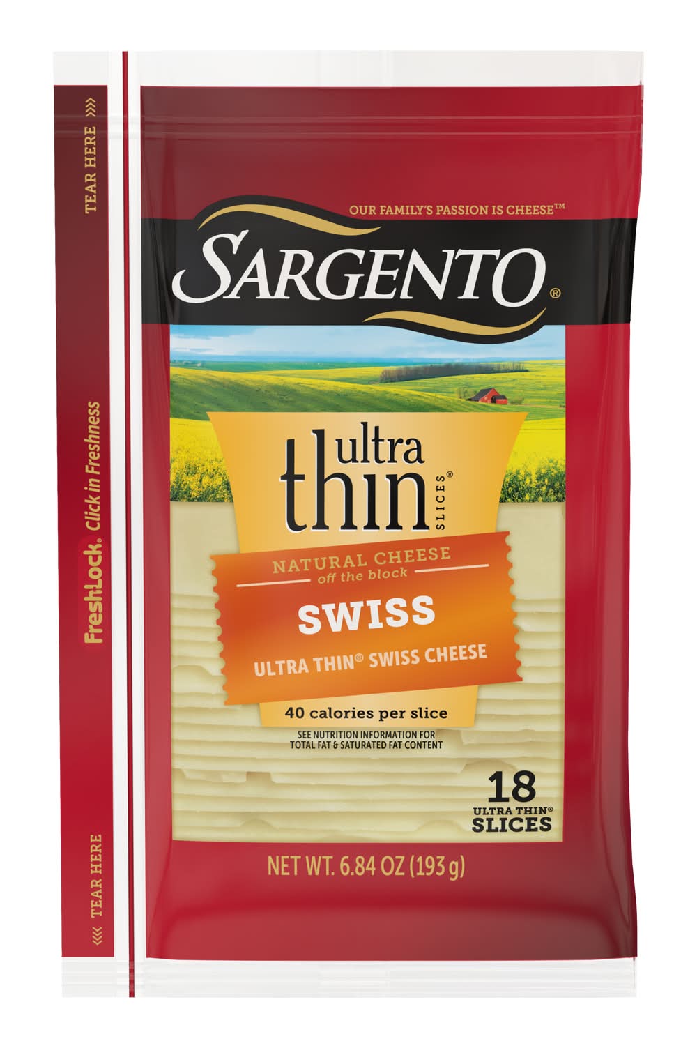 Sargento Ultra Thin Swiss Natural Cheese Slices (6.84 oz, 18 ct)
