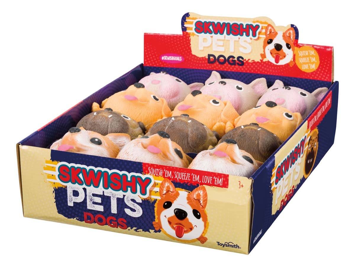 Toysmith Squishy Dog Toys for Kids - Assorted Styles - Stretch and Squeeze - 4-inches - Ages 3+ | 5643