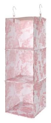 3-Shelf Hanging Closet Organizer Pink Toile
