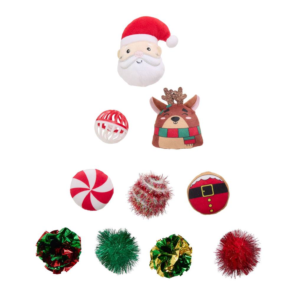 Merry & Bright Having a Ball Cat Toy Set, Multi (10 ct)