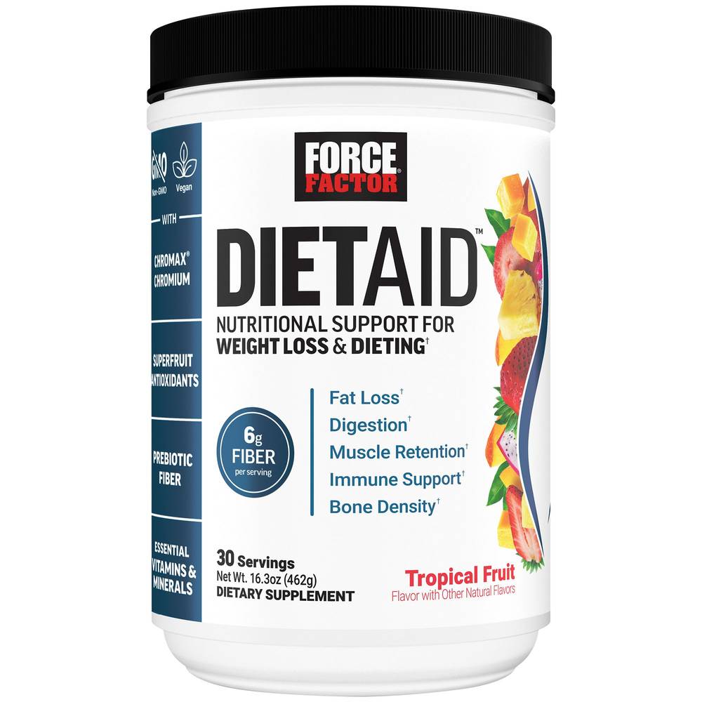 Diet Aid - Natural Support For Weight Loss & Dieting With 6G Of Fiber - Tropical Fruit (30 Servings)