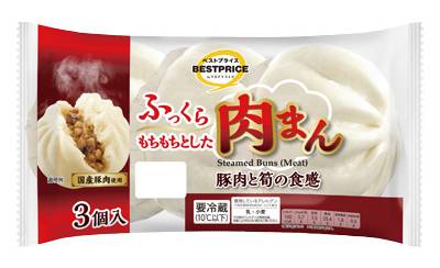 トップバリュ ベストプライス 豚肉と筍の食感 肉まん (3 入)