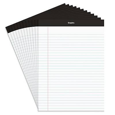Staples Wide Ruled Notepads, White (12 ct)