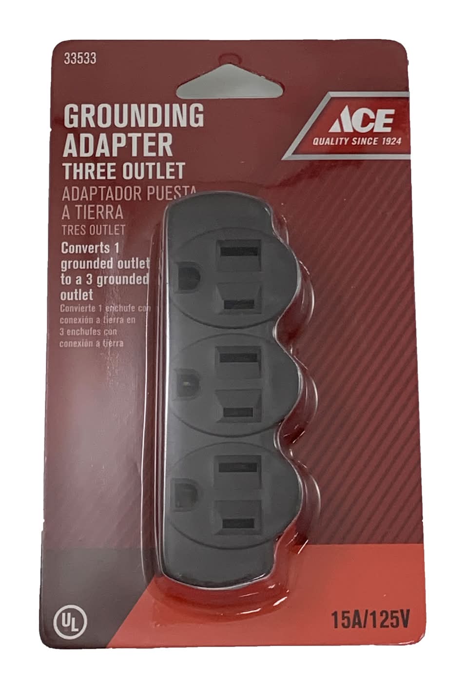 Ace Grounded 3 Outlets Adapter 1 Pk