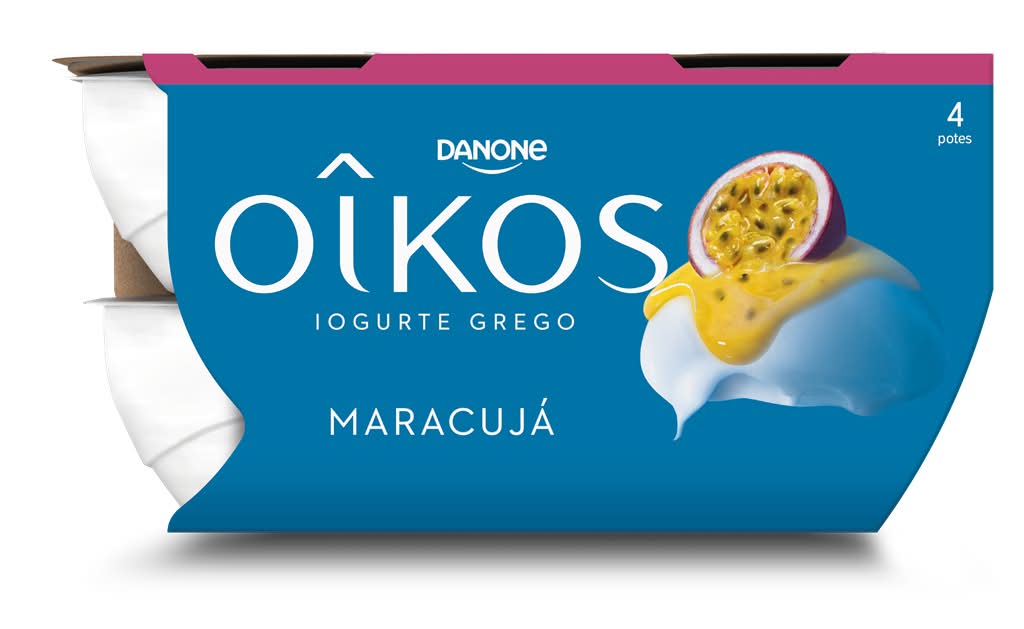 Danone - Iogurte oikos maracujá, embalagem de 4 x 110g