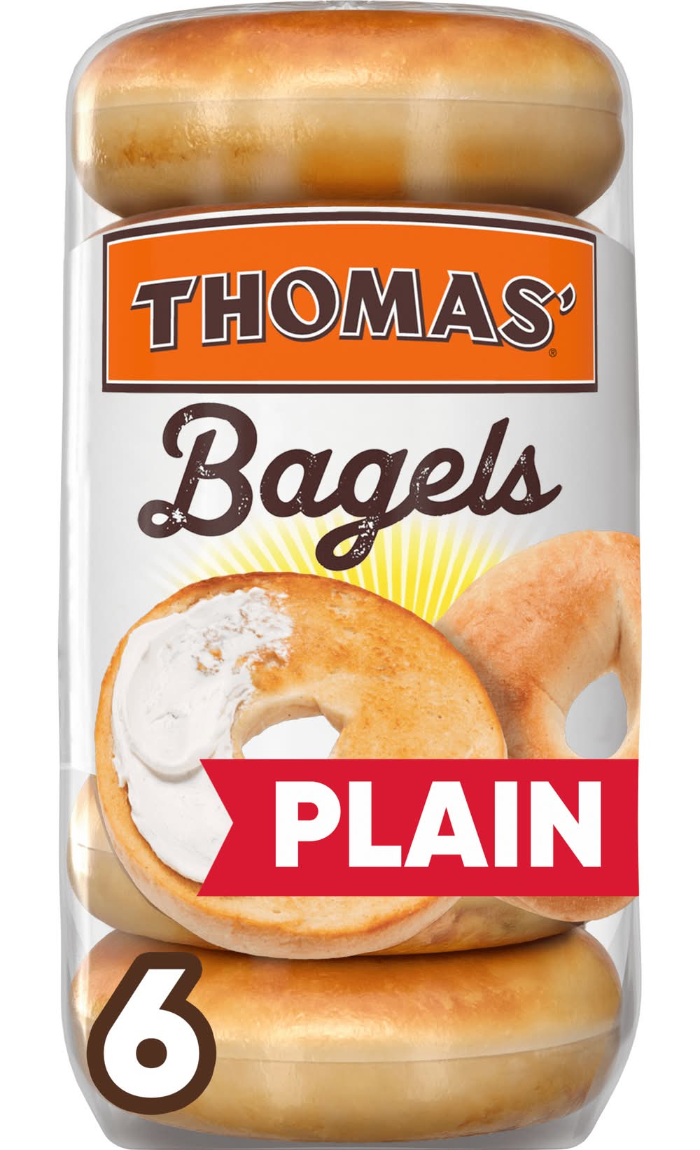 Thomas Pre Sliced Plain Bagels (18 oz, 6 ct)