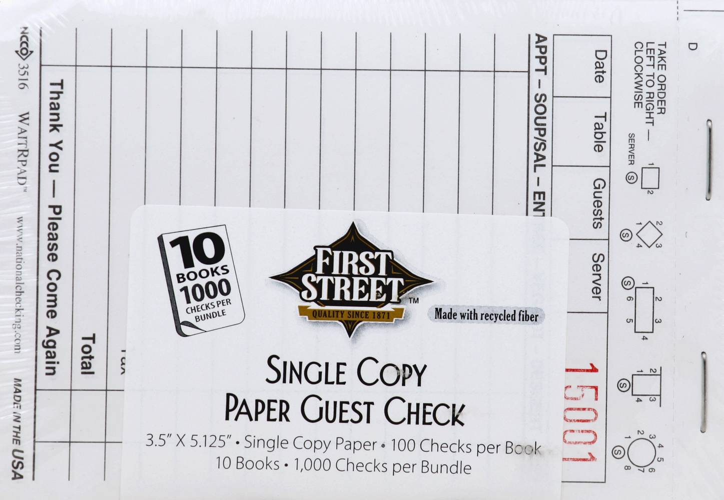 First Street Paper Guest Check, 3.5" X 5.125" (10 ct)
