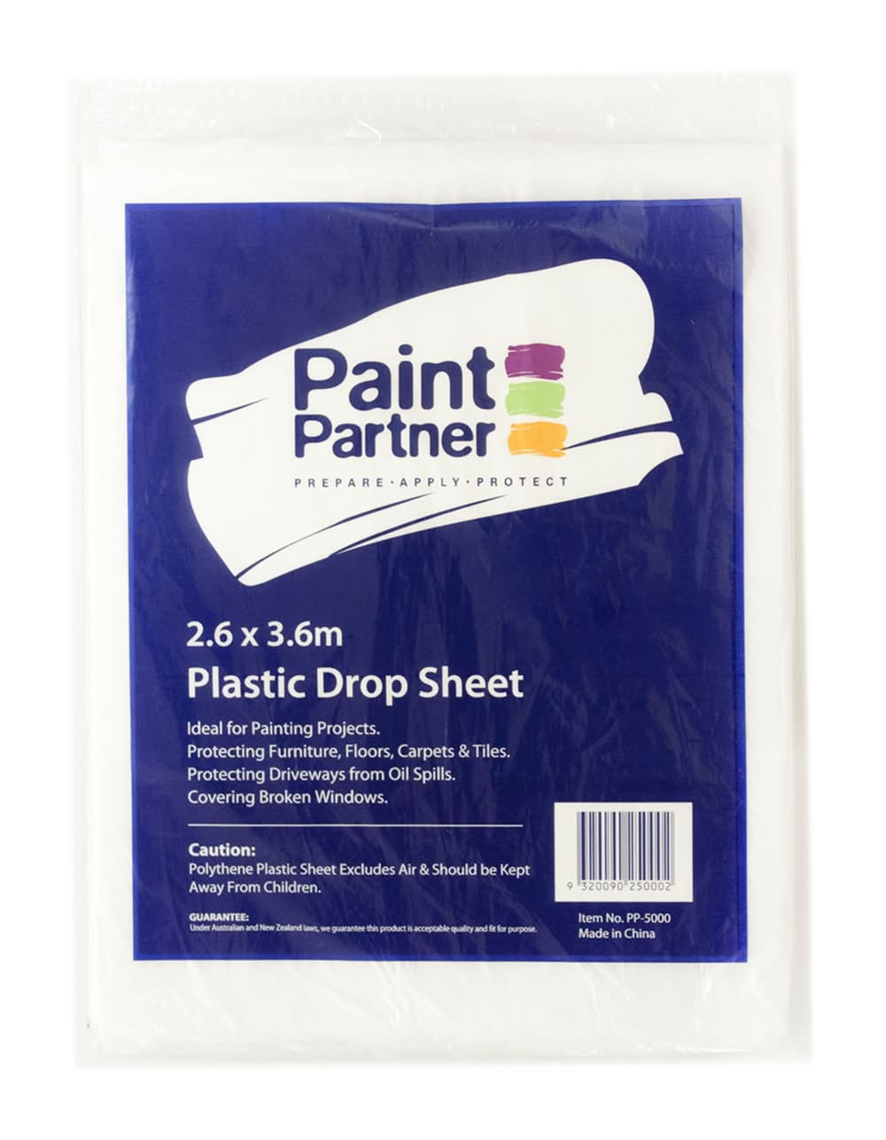 Paint Partner 2.6 x 3.6m Clear Plastic Drop Sheet