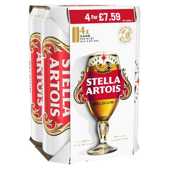 Stella Artois 4X568ML PM ABV 4.6%