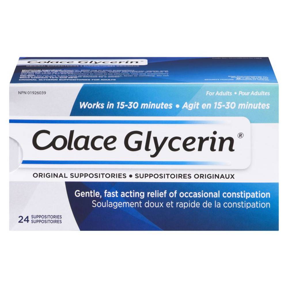 Colace Glycerin Adult Suppositories (24 units)