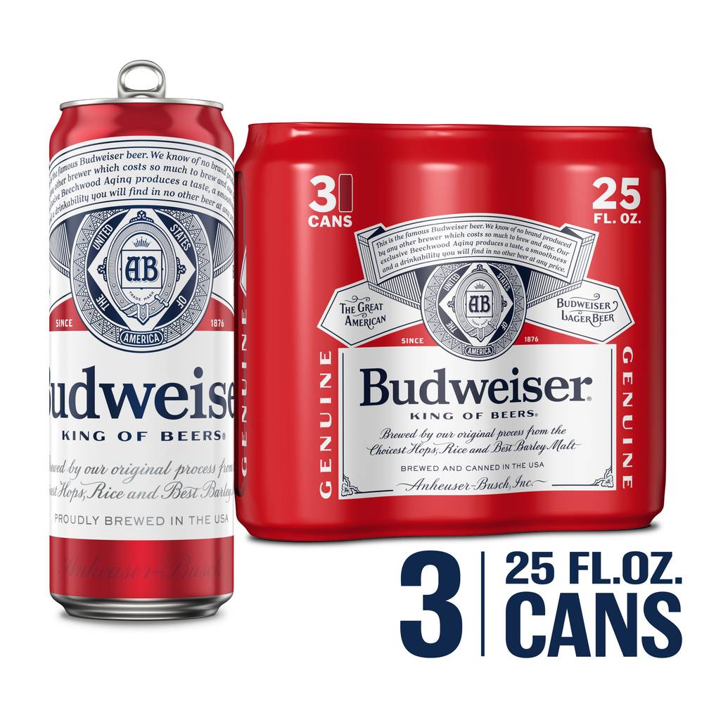 Budweiser American Lager Beer (3 x 25 fl oz)