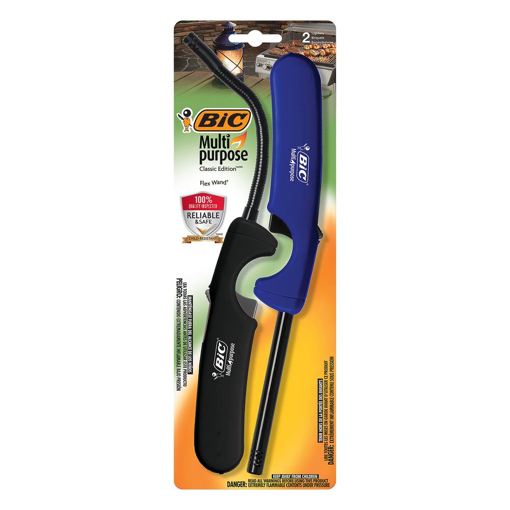 BiC Multi Purpose Flex Wand Lighters, Black-Blue (2 ct)