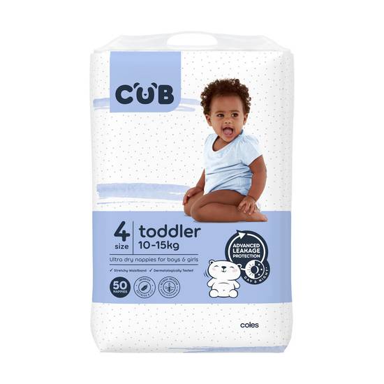 Cub Unisex Toddler Nappies Size 4 50 pack