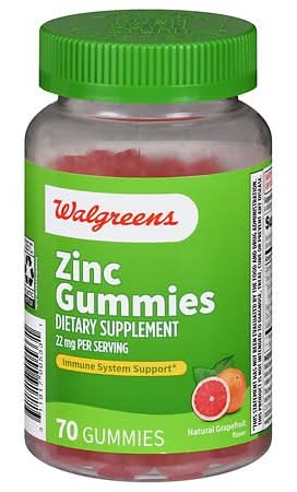 Walgreens Natural Zinc 22 mg Gummies, Grapefruit (70 ct)