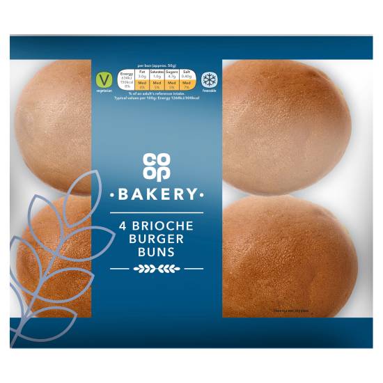 Co-op Bakery Brioche Burger Buns (4 pack)