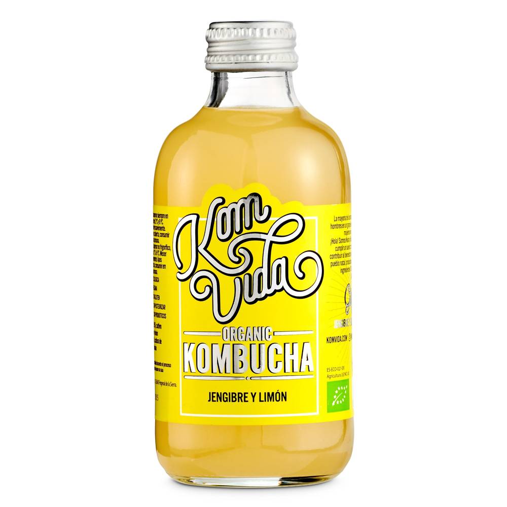 Bebida De Kombucha Con Jengibre Y Limón Komvida Botella 250 Ml