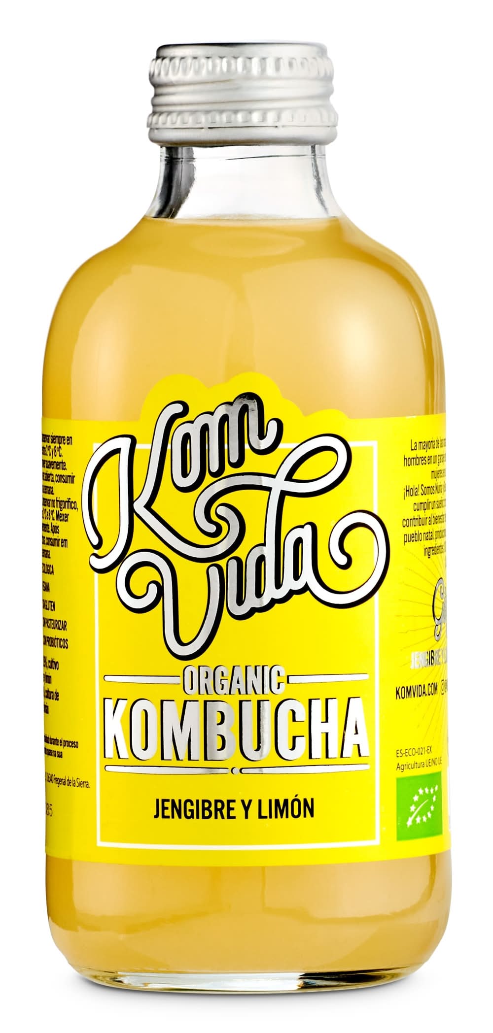 Bebida De Kombucha Con Jengibre Y Limón Komvida Botella 250 Ml