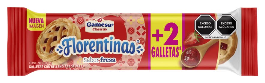 Gamesa · Florentinas galletas con relleno, fresa (110 g)