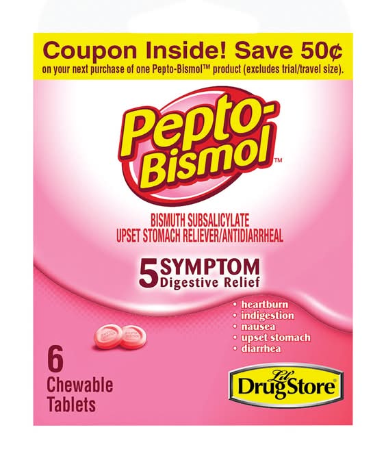 Pepto Bismol Lil Drugstore Upset Stomach Reliever 6 Ct 6 Pk