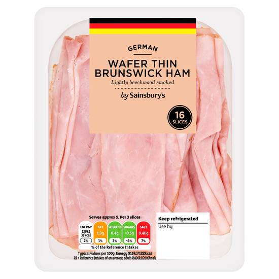 Sainsbury's Wafer Thin Brunswick Ham Slices 125g