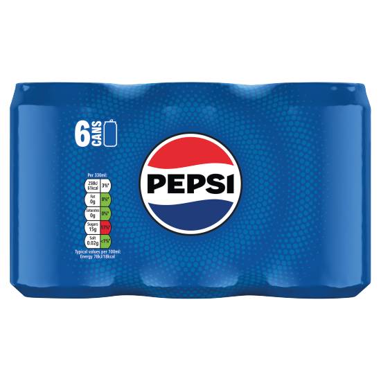 Pepsi Cola Soft Drink Cans (6 ct, 330 ml)