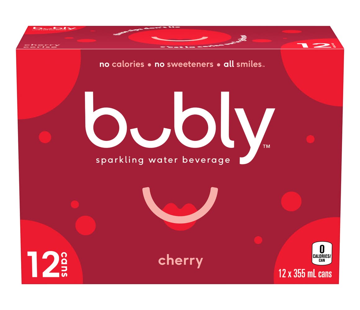 bubly Flavoured Sparkling Water, Cherry (12 x 355 ml)