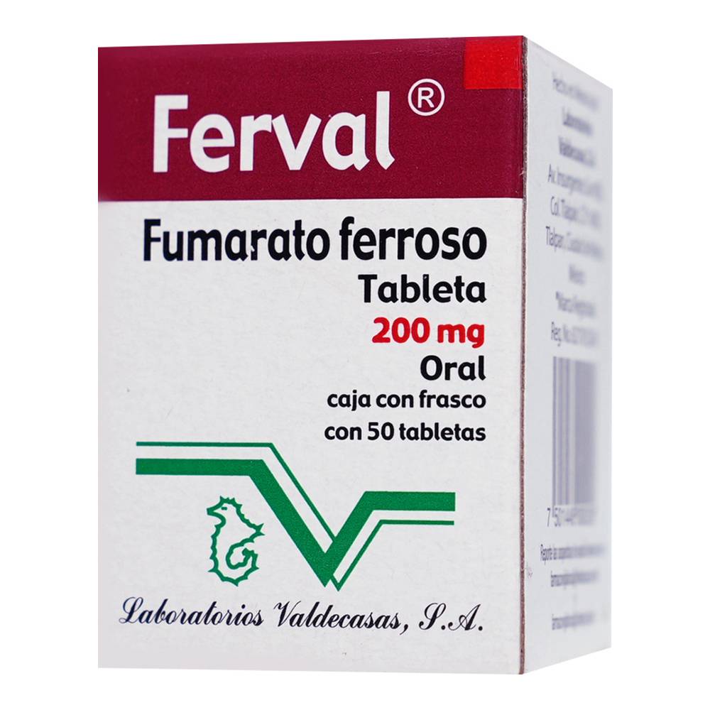 Valdecasas ferval fumarato ferroso tabletas 200 mg (50 piezas)