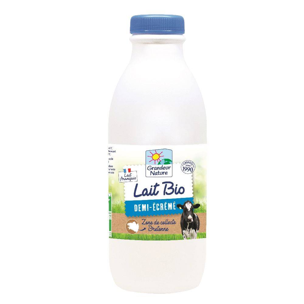 Grandeur Nature - Lait demi-écrémé bio (1L)