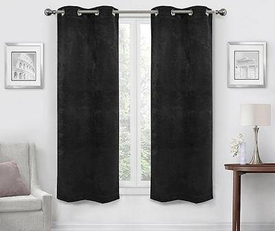 Broyhill Velvet Abstract Blackout Grommet Curtain Panel Pair (63in/black)