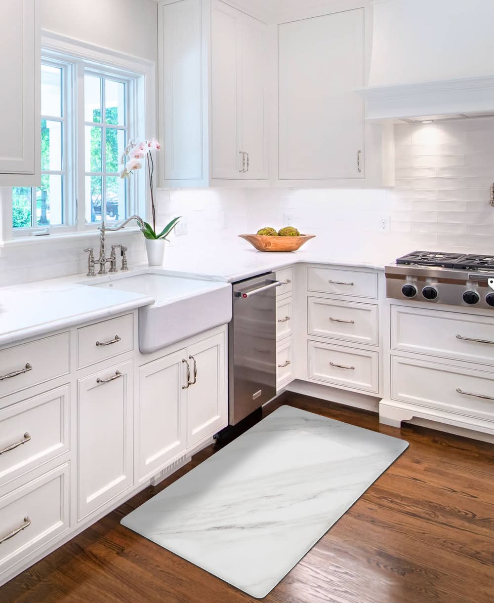 Style Selections 20-in x 36-in Grey Marble Non-Slip Grip Indoor Kitchen Mat 3 -Pack