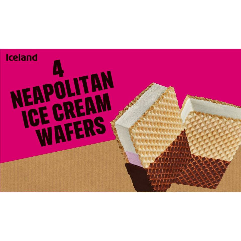 Iceland pack Neapolitan Ice Cream Wafers (strawberry-vanilla-chocolate)
