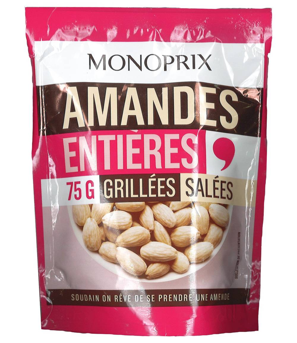 Monoprix - Amandes entières grillées et salées (75g)