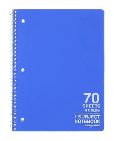 1-Subject College Ruled Spiral Notebook Blue 2026
