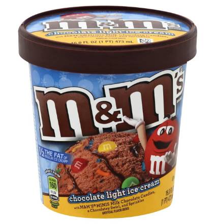 M&M's Chocolate Light Ice Cream 16oz Container