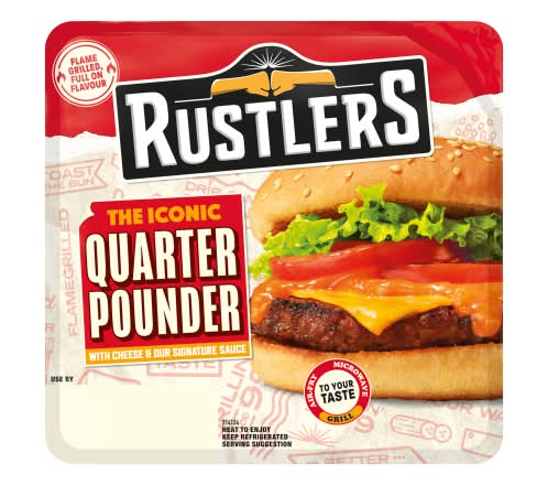 Rustlers The Iconic Quarter Pounder Burger With Cheese & Our Signature Sauce (190g)