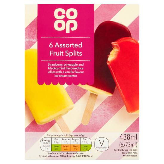Co-Op Assorted Fruit Splits 6 X 73ml (438ml)