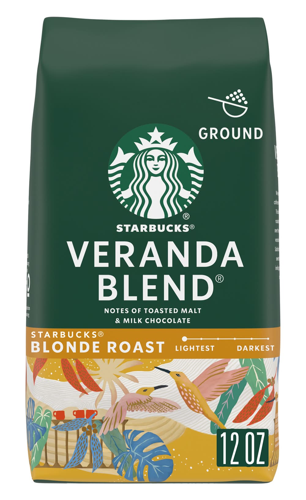 Starbucks Veranda Blend Blonde Roast Ground Coffee, Toasted Malt-Milk Chocolate (12 oz)