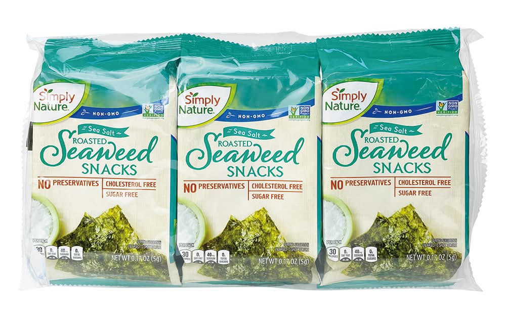 Simply Nature Sugar Free Roasted Seaweed Snacks, Sea Salt (3 x 0.17 oz)