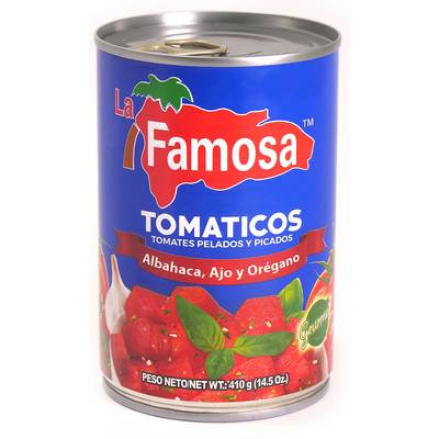 LA FAMOSA Tomaticos  c/Albahaca. Ajo y Oregano 14.5oz