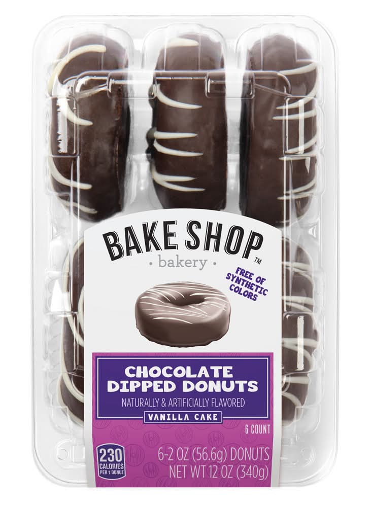 Bake Shop Chocolate Dipped Donuts, Vanilla Cake (6 x 2 oz)