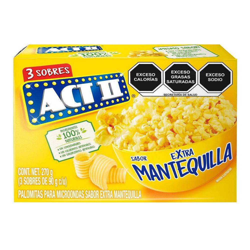 Act ii palomitas (3 un) (extra mantequilla)