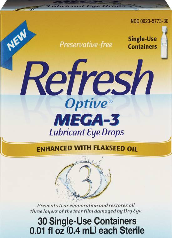 Refresh Optive Mega 3 Lubricant Drops, 30 CT