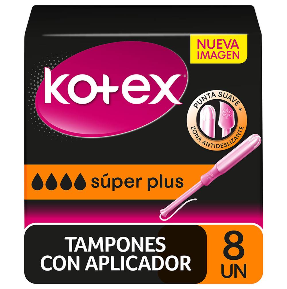 Kotex · Tampones con aplicador súper plus (8 un)